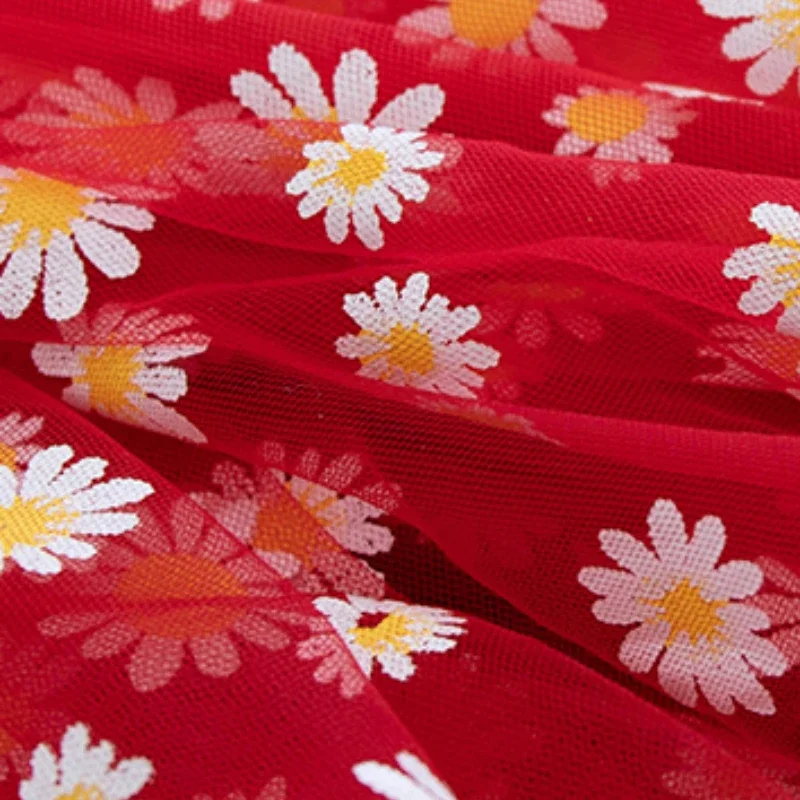 شبكة نسيج الدانتيل الصغيرة ديزي الوردي خلفية القماش تنورة قصيرة الأكمام طويلة الأكمام حقيبة عقال Diy بها بنفسك خياطة الموضة بالجملة لينة #3