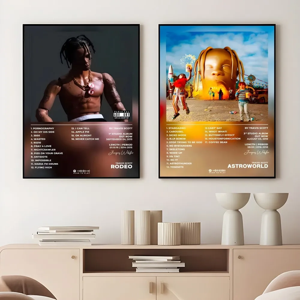 T-Travis S-Scott RodeoAstroworld Album Poster Sticky Wall Art Printing Waterproof Home Living Bed Room Bar Aesthetic Decor