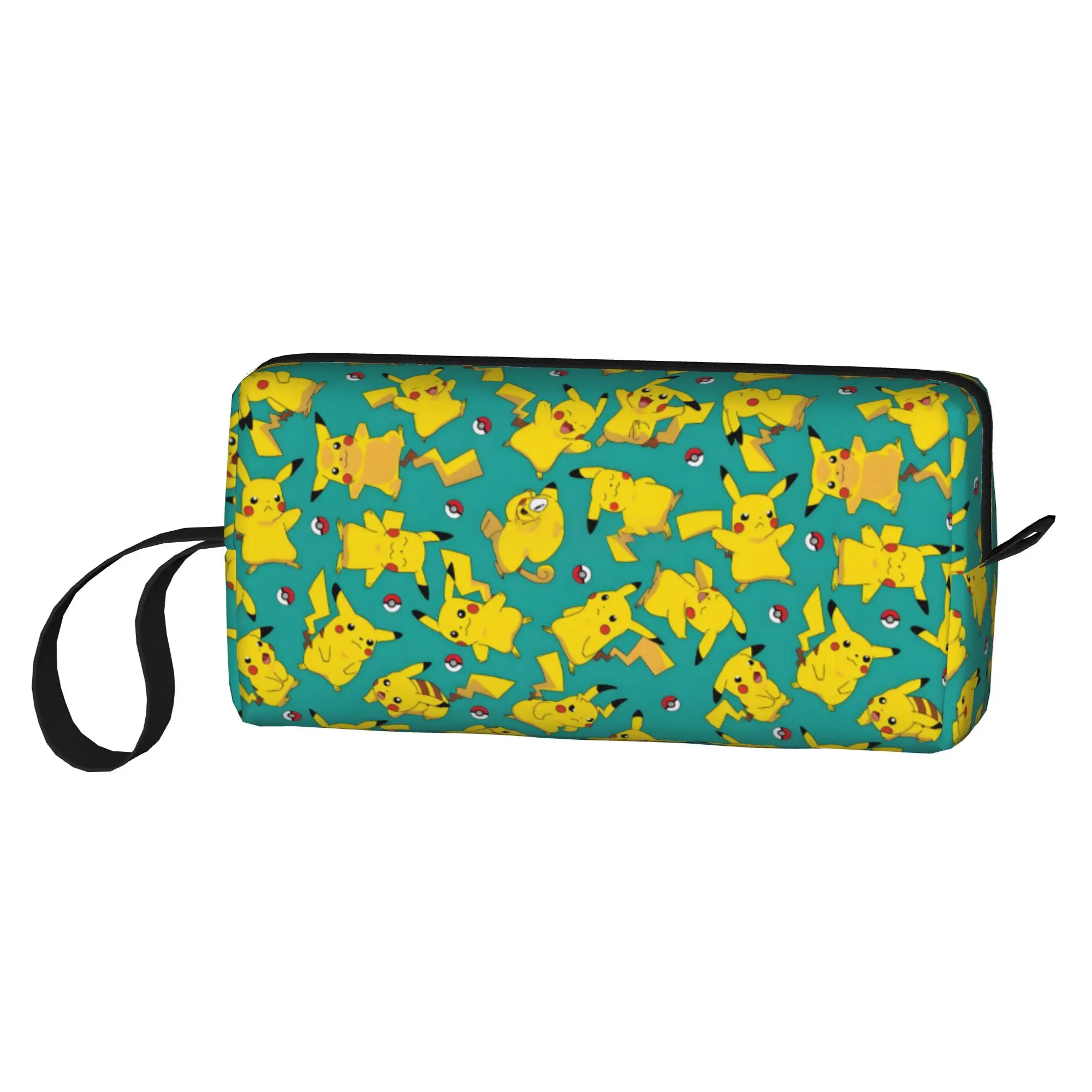 Custom Travel Bikachus Cartoon Toiletry Bag Portable  Cosmetic Makeup Organizer Women Beauty Storage Dopp Kit Box