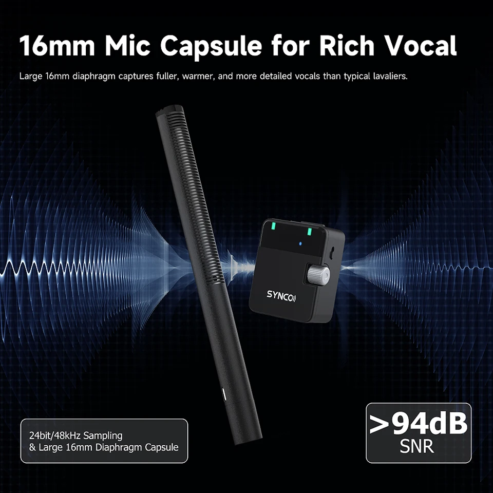Synco D2 Wrieless Shotgun ميكروفون مستوى البث ميكروفون لاسلكي 24 بت 48 كيلو هرتز صوت عالي الدقة مع منخفض للغاية 0.012S #3
