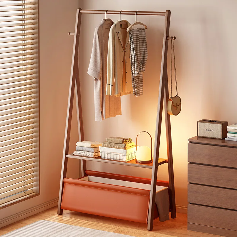 

For floor-to-ceiling home bedroom hanger Solid wood hats Simple small clothes hanger