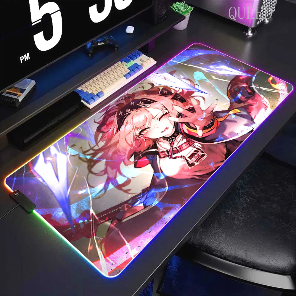 Rgb Arknights Goldenglow Xxl Mouse Pad Gamer Desk Mat BackLight Led Mousepad Setup Gaming Accessories Deskmat Big Cool Mousepads