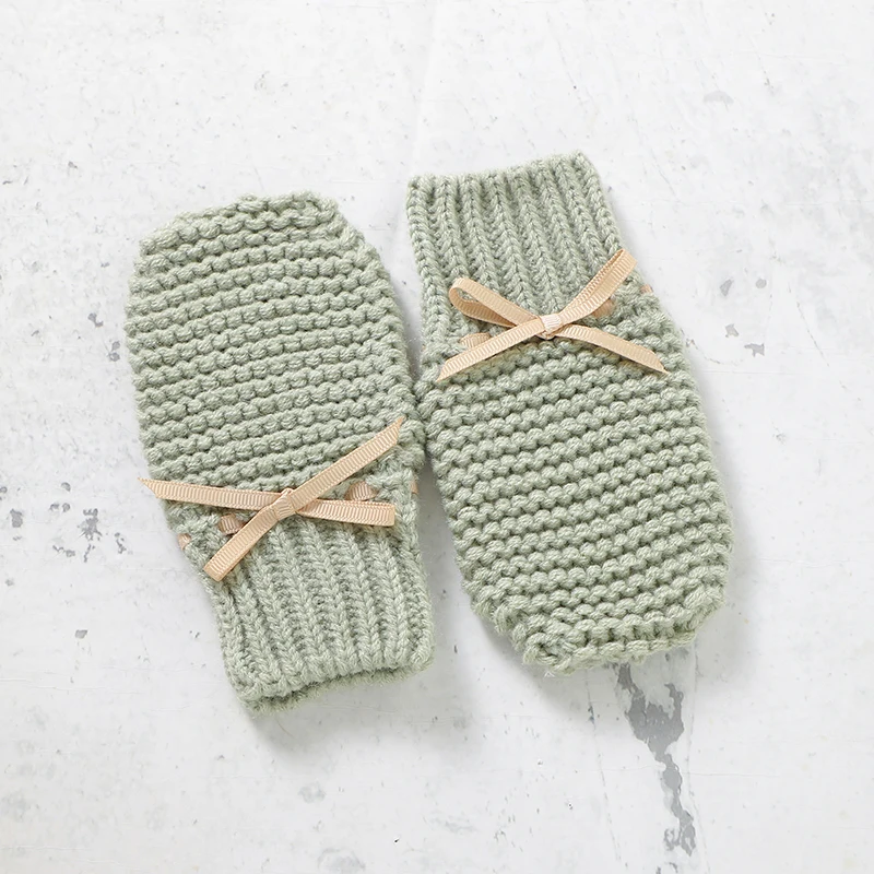 Newborn Baby Romper Shoes Gloves Set Knit Girl Boy Jumpsuit Boot Mitten Solid Toddler Infant Long Sleeve Clothing 4PC Fall 0-18M