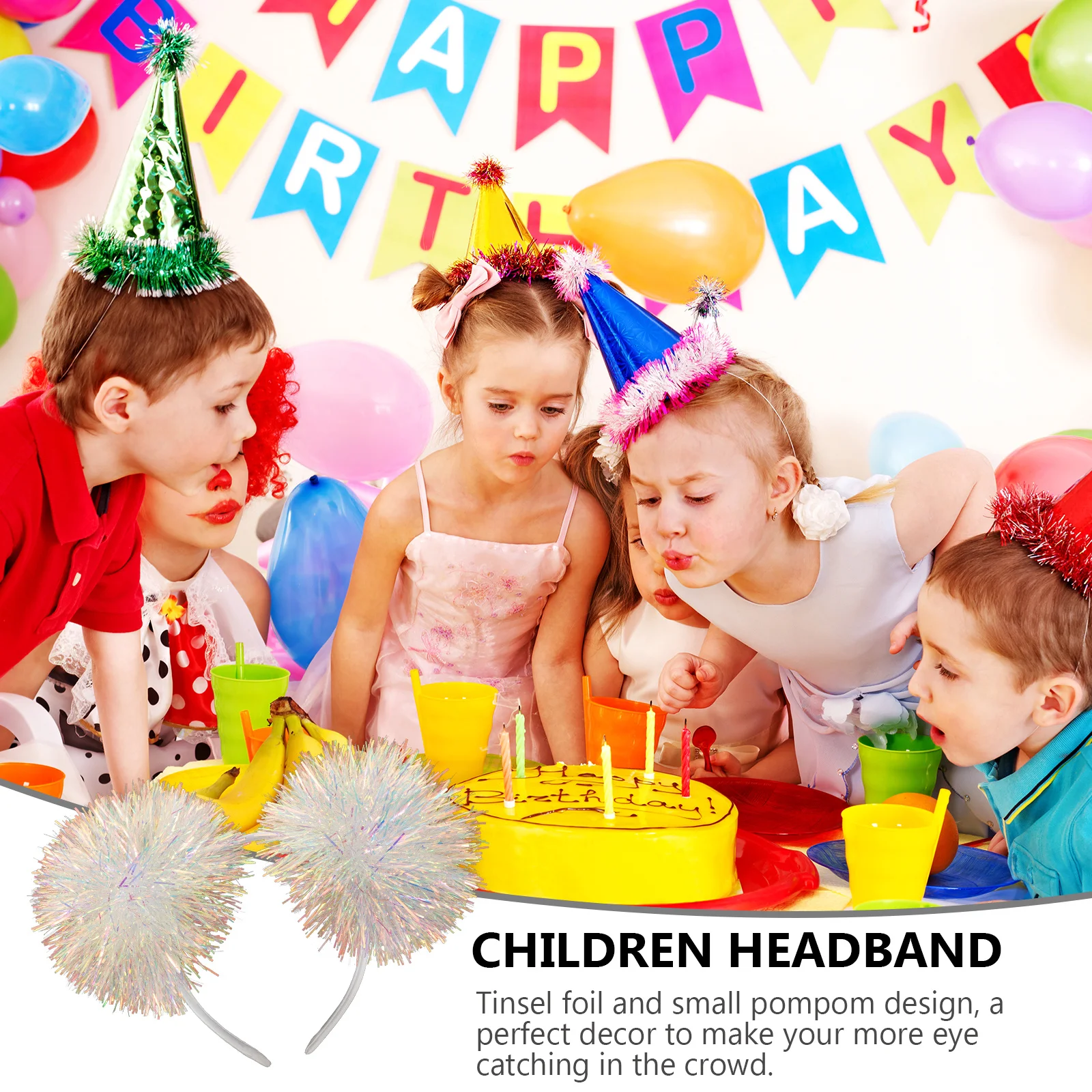 ที่คาดผมเด็ก ประดับด้วยเส้นใยวิบวับ กลิตเตอร์ และพู่ห้อย สำหรับงานปาร์ตี้คริสต์มาส ชุดคอสเพลย์ เครื่องประดับศีรษะ ตกแต่งทรงผม