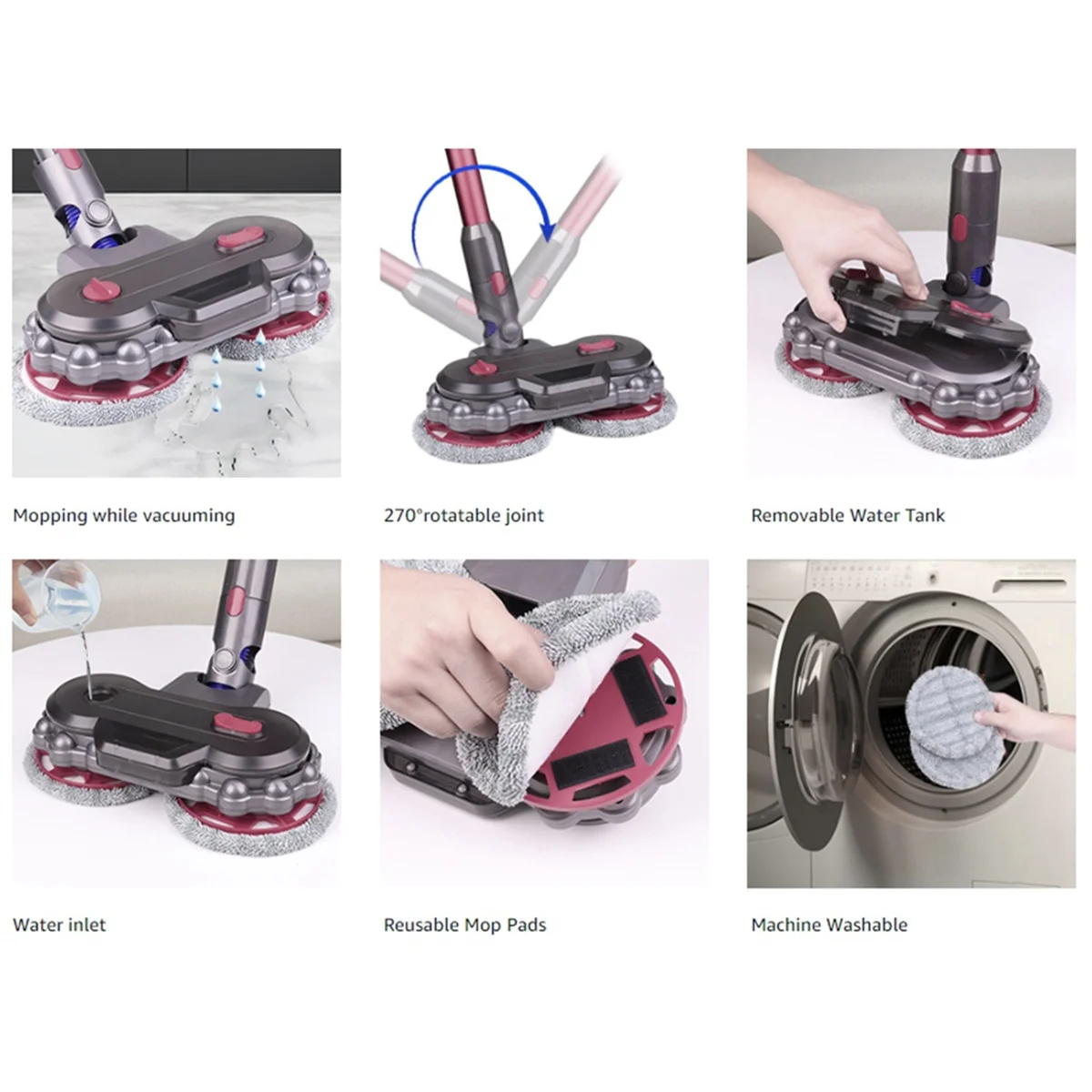 Cabezal de fregona de suelo para aspiradora Dyson V12 Slim / V10 Slim, accesorio de fregona eléctrica con tanque de agua desmontable y fregona