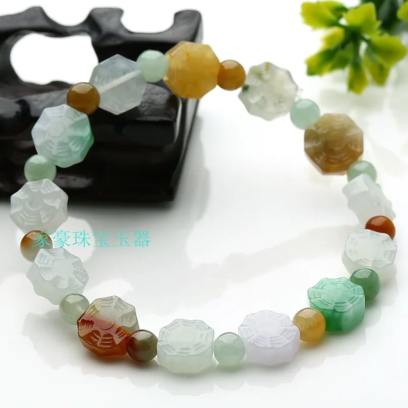 Myanmar Beaded Colorful Jade Ice-like Gossip Women's Bracelet Wholesale Free Shipping