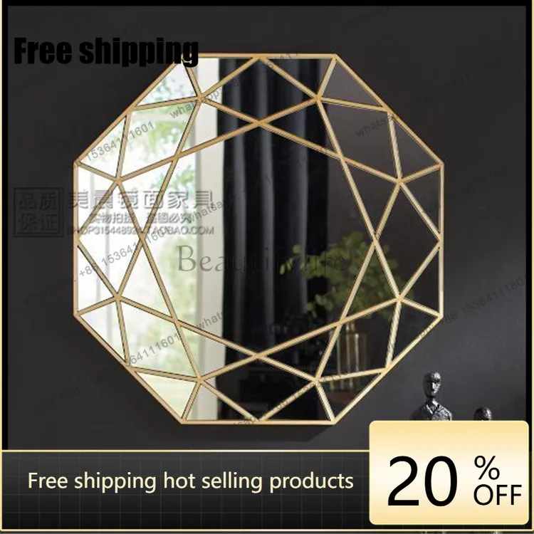 European-style foyer entrance wall-mounted decorative mirror classical background side mirror