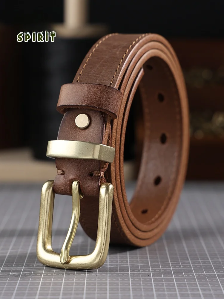 手作りの女性用カジュアル多用途レザーベルトヴィンテージ香港スタイルジーンズ手作りベルトシンプルなスタイル若者と中年向け