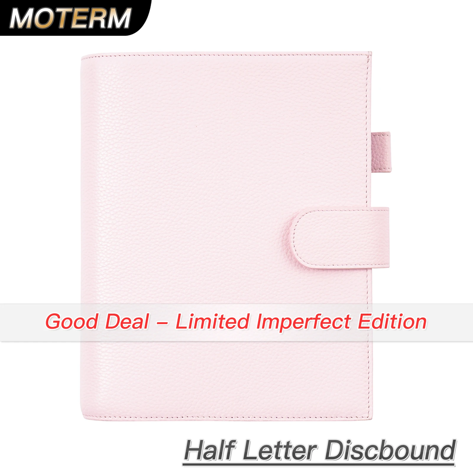 

Limited Imperfect Moterm Discbound Series Half Letter Cover Pebbled Grain Cowhide Junior Expansion Disc Bound Organizer Agenda