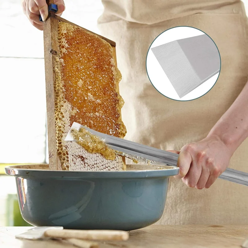 Hive Scraper Stainless Steel Extra Long Beehive Cleaning Scraper Flat Bee Hive Tool Frame Lifter Beekeeping Tools Scraping Knife