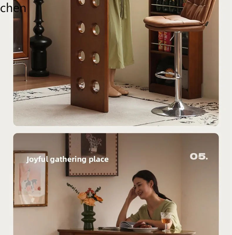 HT طاولة بار من الخشب الصلب مطعم طاولة عالية منزلية صغيرة خزانة تقسيم شقة خزانة قديمة