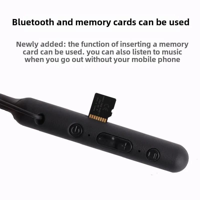 4D Bluetooth neck-hanging sports subwoofer headset, large capacity, long battery life, memory card pluggable game headset