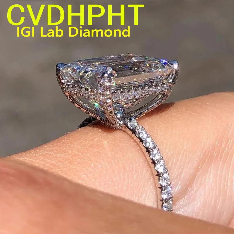 

Solid 14K White gold Lab grown dimaond ring IGI Emerald cut D VS1 Wedding ring engagement ring party gift Factory Sell