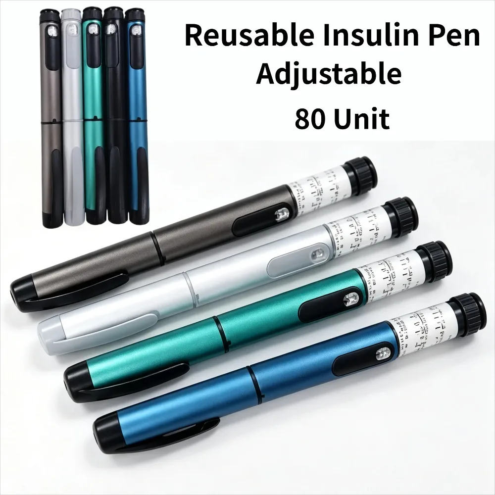 V1 V2 80IU Reusable Peptide Insulin Injection Pen,Adjustable Precise Injector Compatible with 3ml Cartridges Metal Home Use