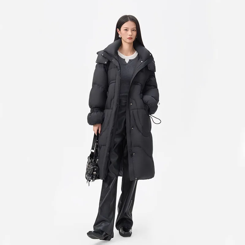 Chericom سترات طويلة للأسفل برباط الخصر غطاء محرك السيارة قابل للفصل مقاوم للماء معاطف الشتاء الدافئة 2025 ملابس خارجية نسائية أنيقة Y318115Y #6