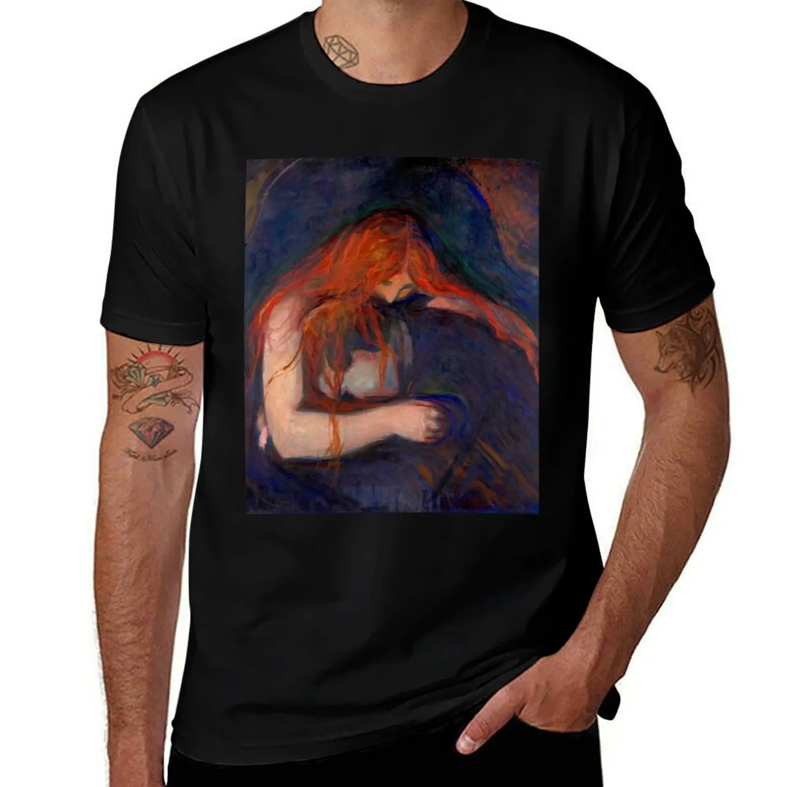 

Edvard Munch - Vampire , (1895) , artwork by Edvard Munch T-Shirt t shirt man casual anime t shirts oversize T-Shirt