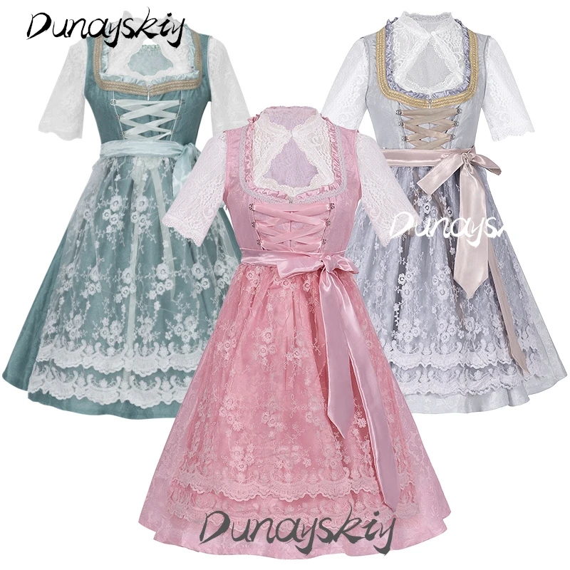 The Munich Oktoberfest Dress Pastel Princess Cosplay Costume Luxurious Ballgown Front-tie Pink Purple Tosca Costumized Outfit