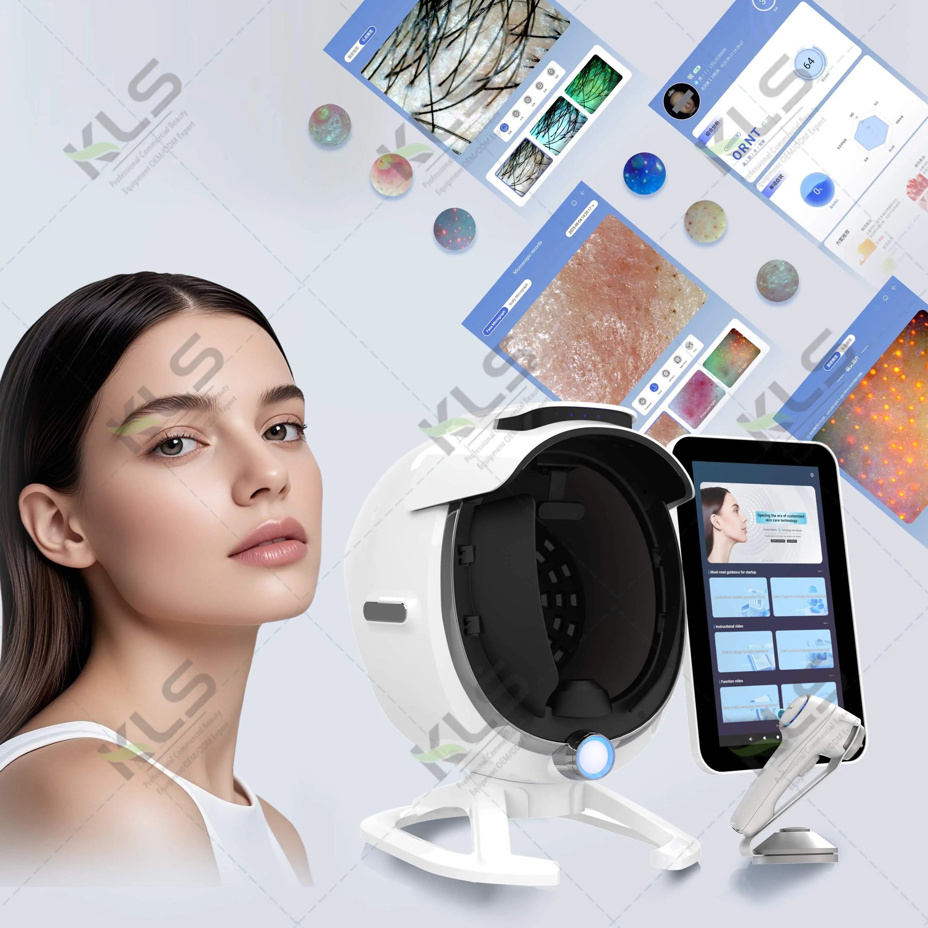 

2 in 1 Skin and Hair Diagnostic System / Skin Analyzer with Scalp Hair Analysis Machine