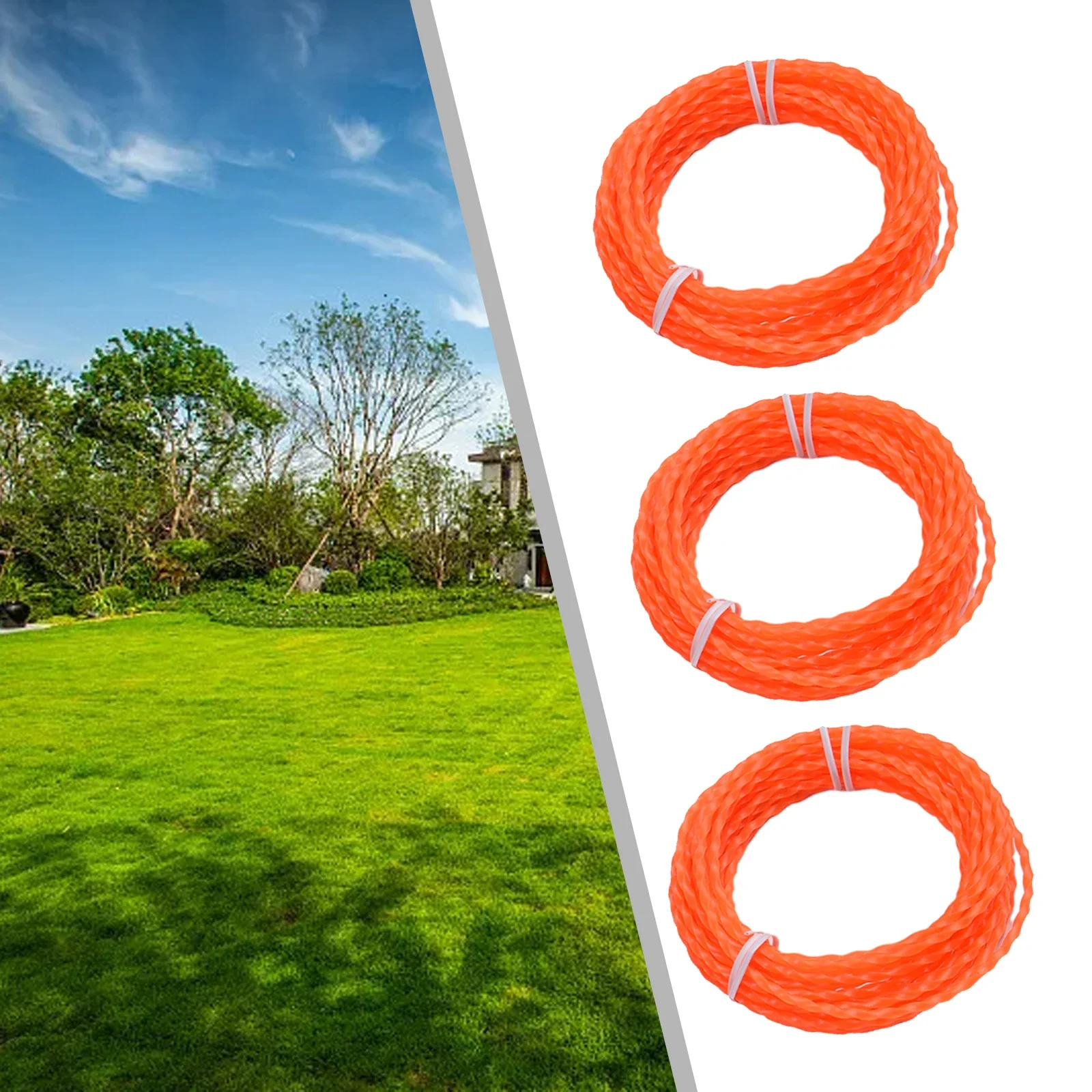 Trimmer Twisted Line Accessories Parts 14FT / 4.27M 2.4mm Diameter 3 Pcs / Set Multi-Head String Nylon Replacement
