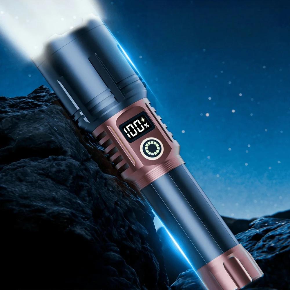 High Power Ultra Bright Flashlight Zoom Type-C Fast Charging Waterproof Torch 5 Lighting Modes Outdoor Patrol Camping