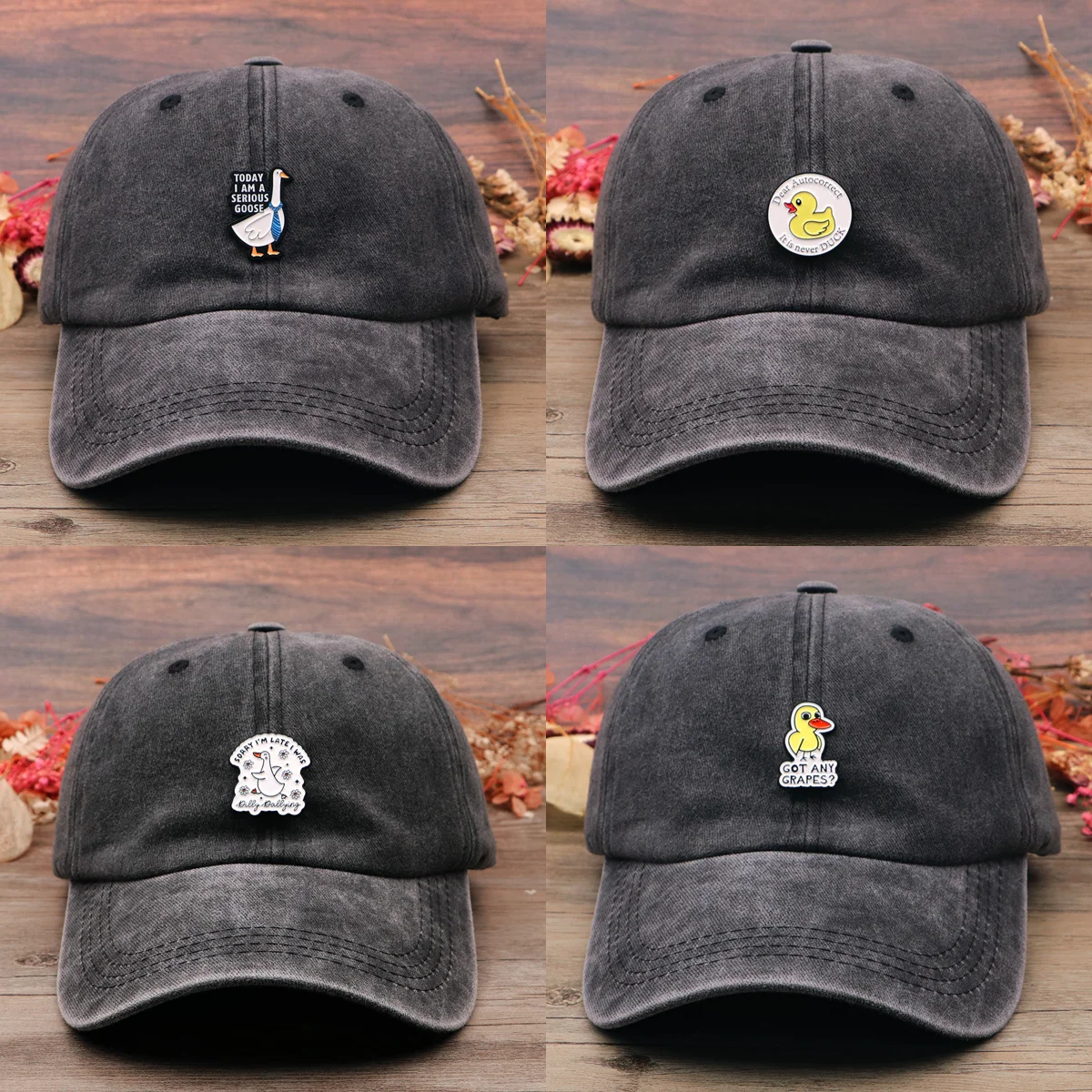 

Funny Goose Cute Duck Vintage Classic Baseball Caps for Men Cap Casual Style Women Washed Hat Outdoor Sports Cap