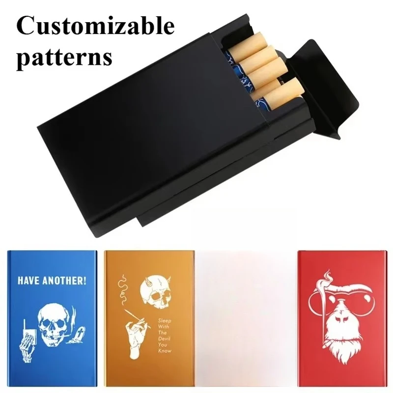 2027 Coarse Sliding Cover Cigarette Box 20 Pack Push-pull Cover Metal Pull-down Cigarette Box Personalized Lettering Wholesale