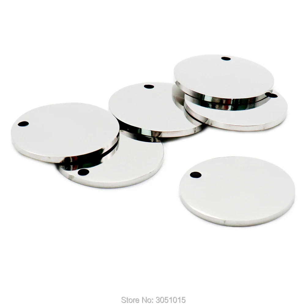Wholesale 100Pcs Stainless Steel Round For Dog Tag Pet Name Engravable Pendant Necklace Jewelry Anti-lost Pendant Metal Plate