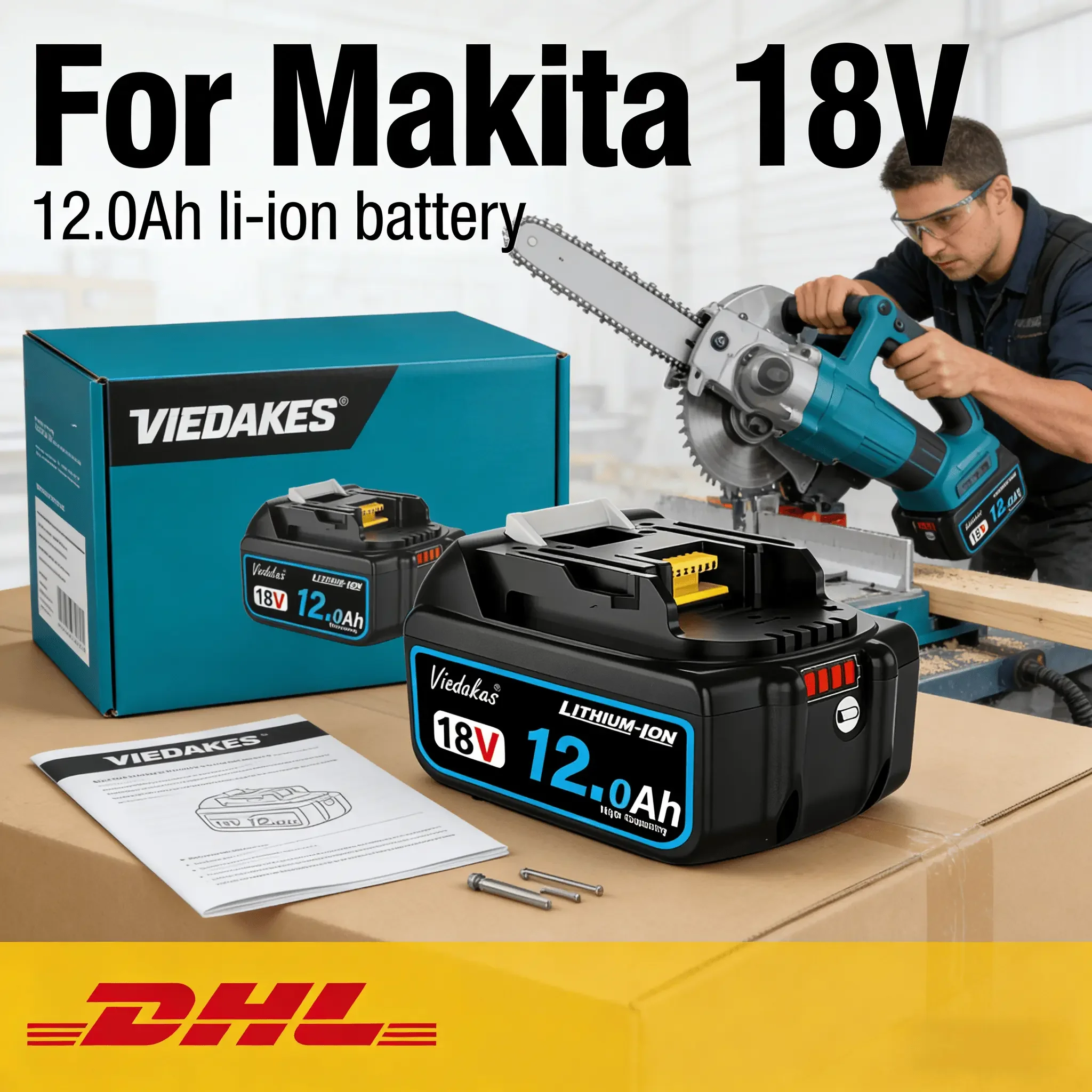 Original for Makita 18V Battery, drill DGA404 DTD173 DDF487 DTW700 DRT52 DHP489 DJV182 HR140Z for Makita 18V tool Battery🔋