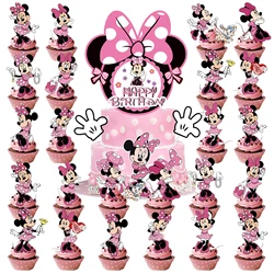 Minnie Cake Topper、Cupcake Toppers ，Minnie Birthday Decorations，Theme Party Supplies, Minnie Birthday Cake Decorations