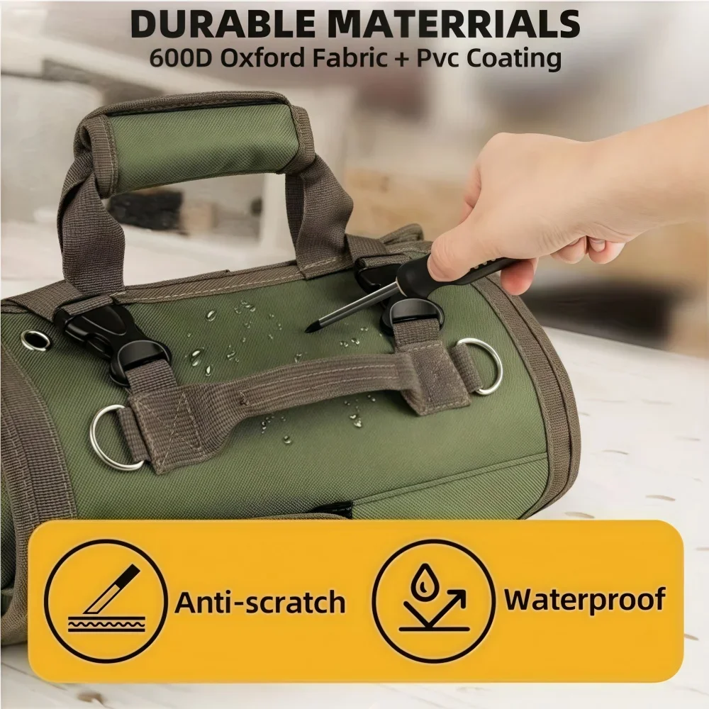 Men's Bag Toolkit Portable Multifunctional Handheld Car Carrying Wearable Rolled Canvas Hardware Repair Tool Storage Bag