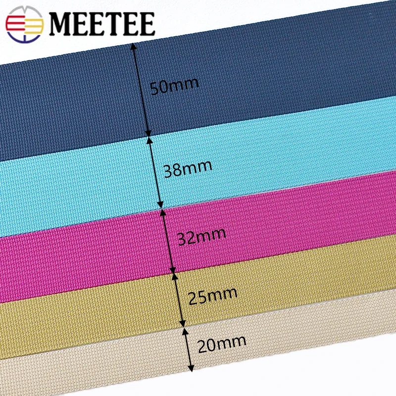 Meetee-Fita de Nylon Webbing para Bag Strap, Mochila Band, Cinto de segurança, Fita de bagagem, Acessórios de costura DIY, 20mm, 25mm, 32mm, 38mm, 50mm, 5m