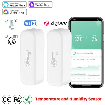 Zitech WiFi ZigBee 3.0ความชื้นและอุณหภูมิเครื่องวัดอุณหภูมิสมาร์ทโฮมเครื่องวัดความชื้นรีโมทแอปทำงานร่วมกับ Alexa Google Home