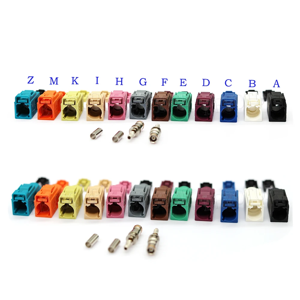 2Pcs/Lot Fakra A/B/C/D/E/F/G/H/I/K/M/Z Female Crimp Connectors Car Radio FM GPS Antenna Fakra for RG316 RG174 Pigtail Cable