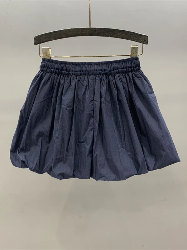 트렌디한 디스트링 하이웨이스트 퍼프 롱 스커트 여성용 2025 여름 신상 슬림핏 A라인 플라워 버드 스커트