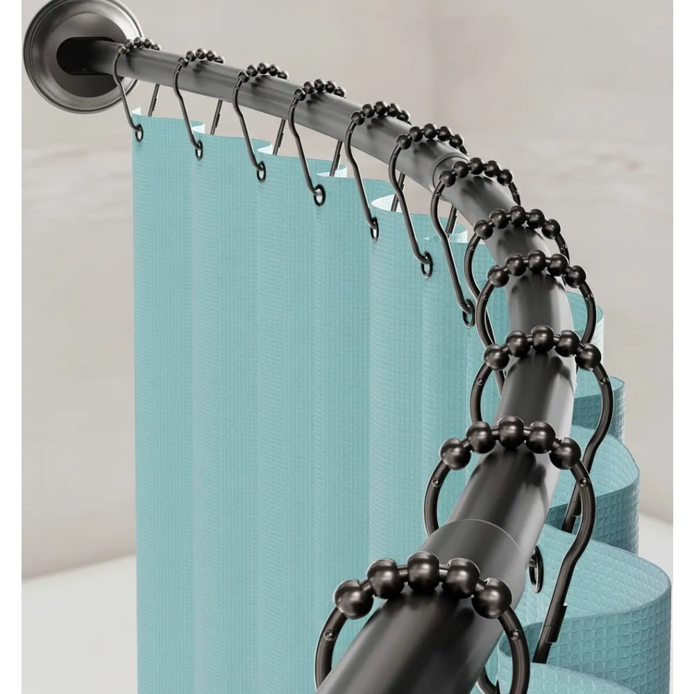 

Curved Shower Rod No Drill Adjustable 50-72 Inch Rustproof Tension Rod Easy Install Bathroom Space Saver Bronze