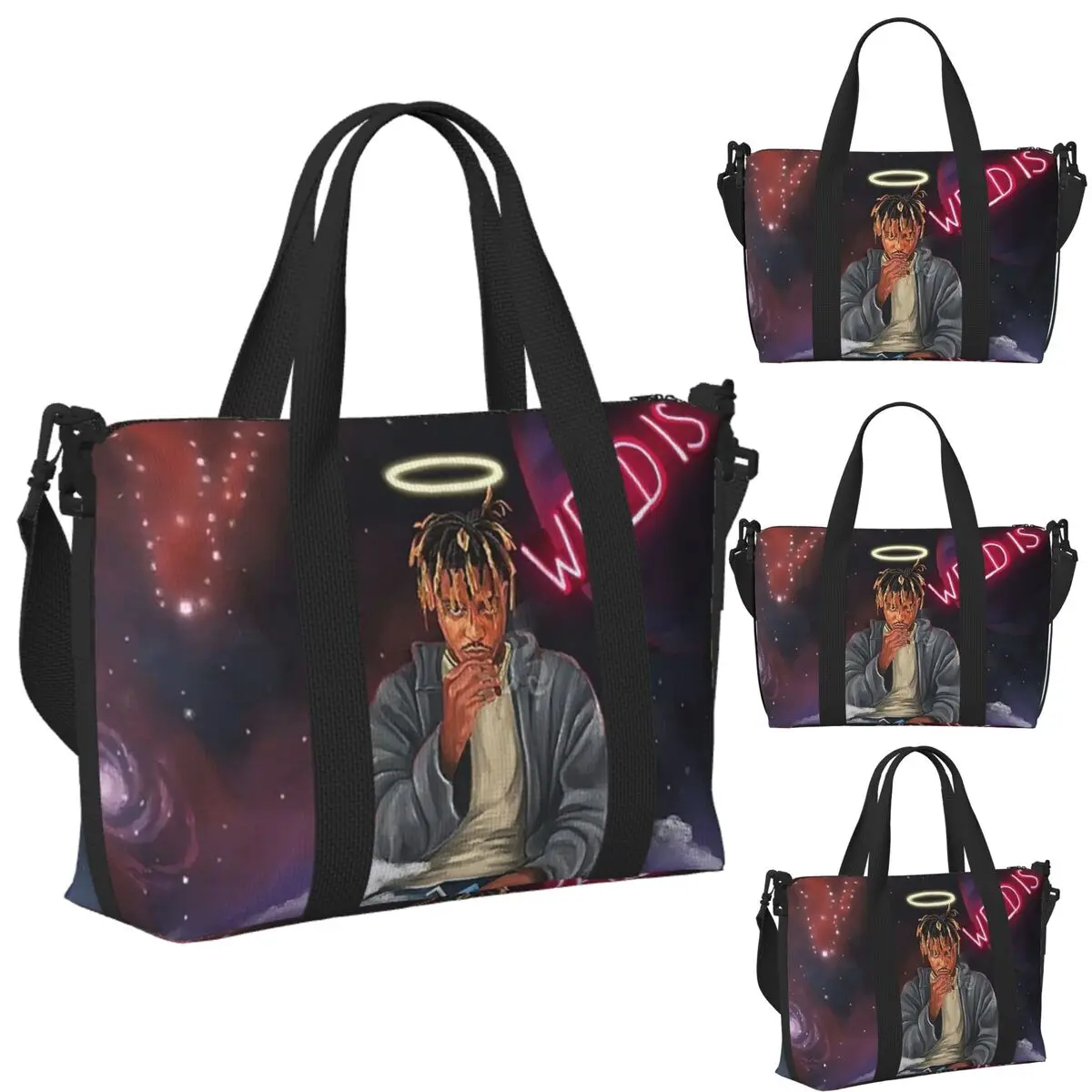 

Custom Juice Wrld Streetwear Beach Travel Bag Large Capacity Tote Bags for Gym Yoga Women Shopping Duffle Shoulder Bag