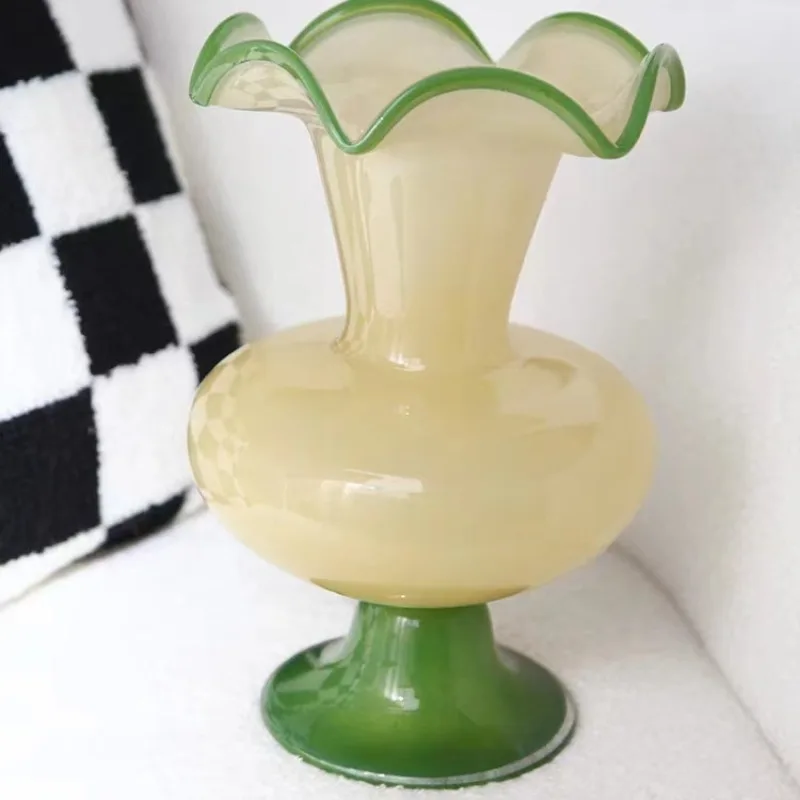 

antique light luxury white handblown glass vase for home decor