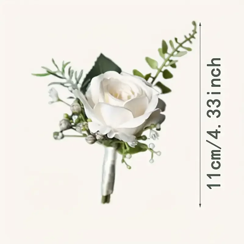 زهور العروة الأنيقة لبدلة الرجال الورود الاصطناعية المعصم الصدار اكسسوارات الزفاف #5
