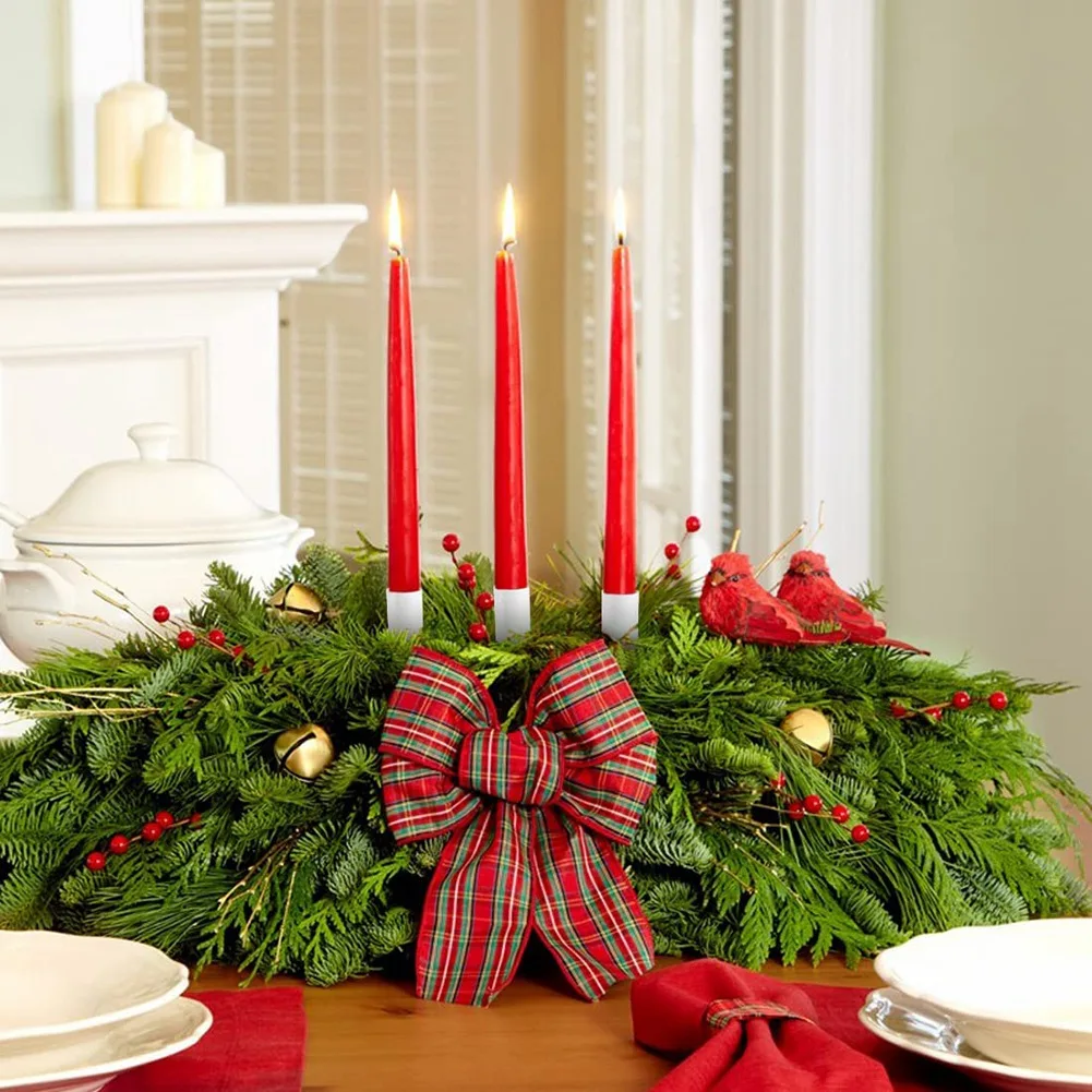 Candle Holders Advent Wreath Candle Sticks Candle Holder, Taper Candles With Skewer 6Pcs White-[A04I Tools]