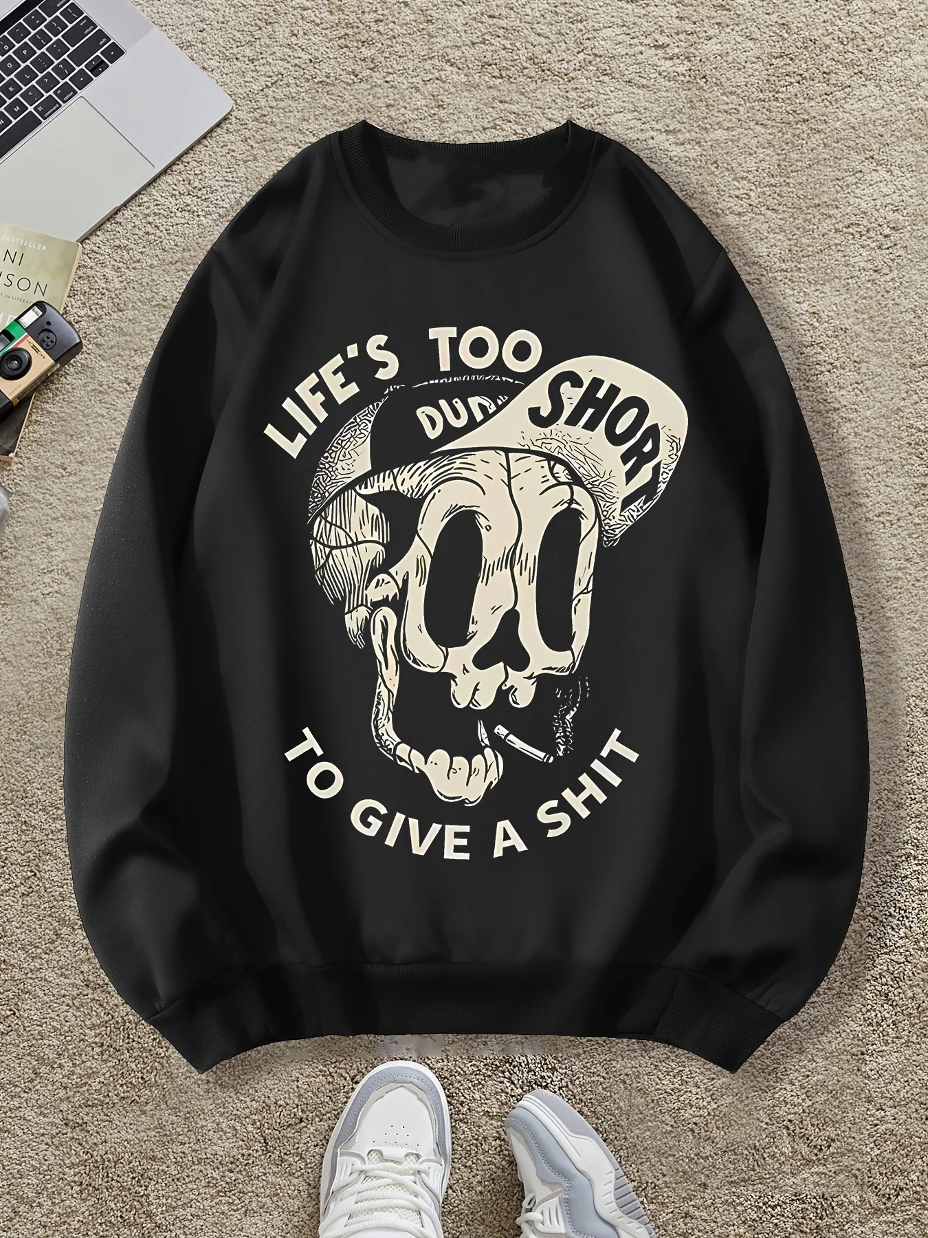 

Осенне-зимняя мужская и женская спортивная одежда с длинными рукавами и принтом черепа в стиле ретро, повседневная свободная уличная уличная толстовка