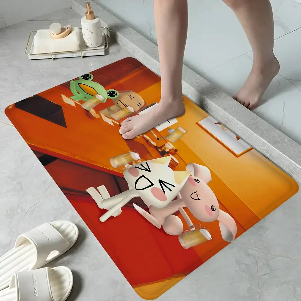 Inoue Toro Cute Cat Entrance Door Mat Washable Non-Slip Living Room Sofa Chairs Area Mat Kitchen Welcome Doormat
