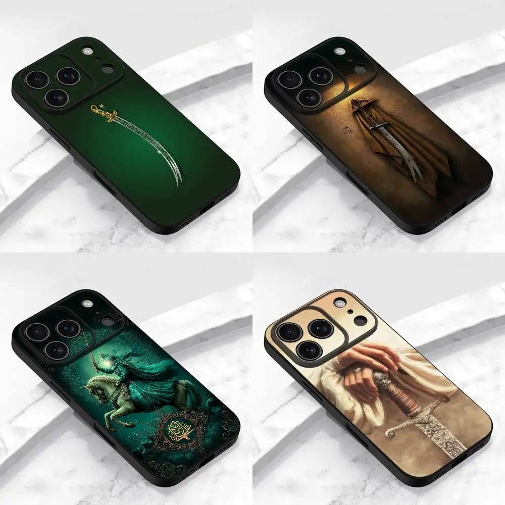 

Islam Ali Sword Phone Case For iPhone 17,16,15,14,13,12,11,Pro,Max,Plus,E,Air,Mini Protective Black Cover