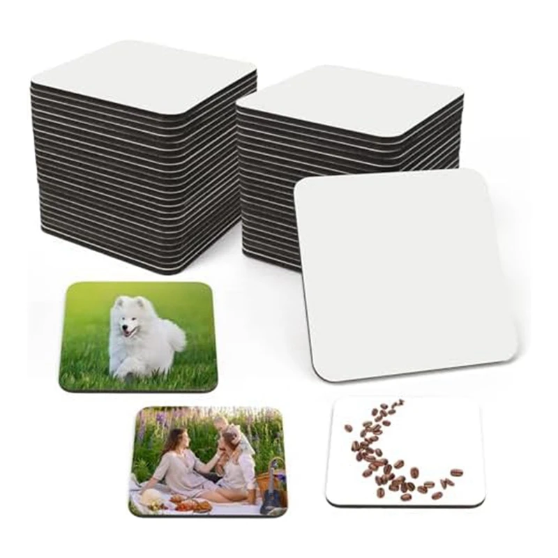 24 PCS Sublimation Coasters Blank MDF Cork Backed Heat Transfer Coasters For DIY Painting Art Crafts, 3.9 X 3.9 Inches Durable