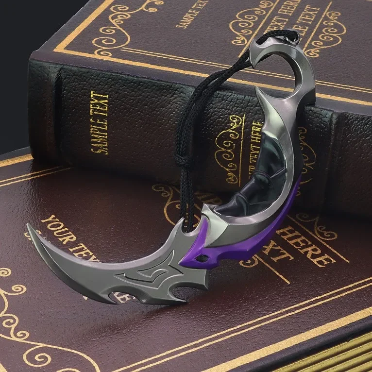 발로란트 무기 근접 리버 Karambit 칼, 금속 M4 게임 주변 사무라이 검 합금 모델 키체인 칼 선물, 어린이 장난감, 15cm