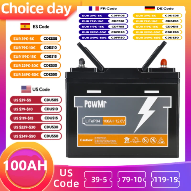 Mini 12V 100Ah LiFePO4 Lithium Iron Phosphate Battery Pack Built-in BMS Outdoor Camping Home Power Supply Solar Storage System