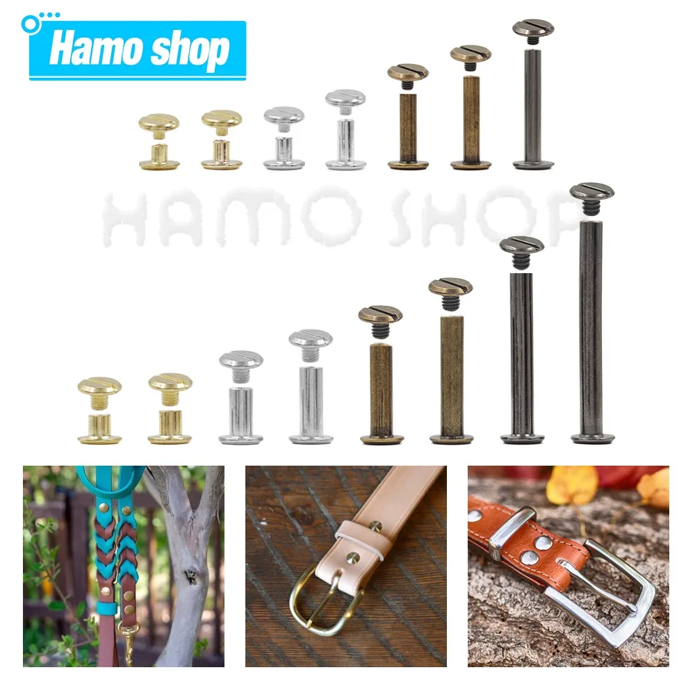 10Pcs Leder Handwerk Chicago Schrauben Solide Runde Kopf Nagel Studs Nieten Bolzen Für Gepäck Kleidung Tasche Strap Schuhe Gürtel dekorationen