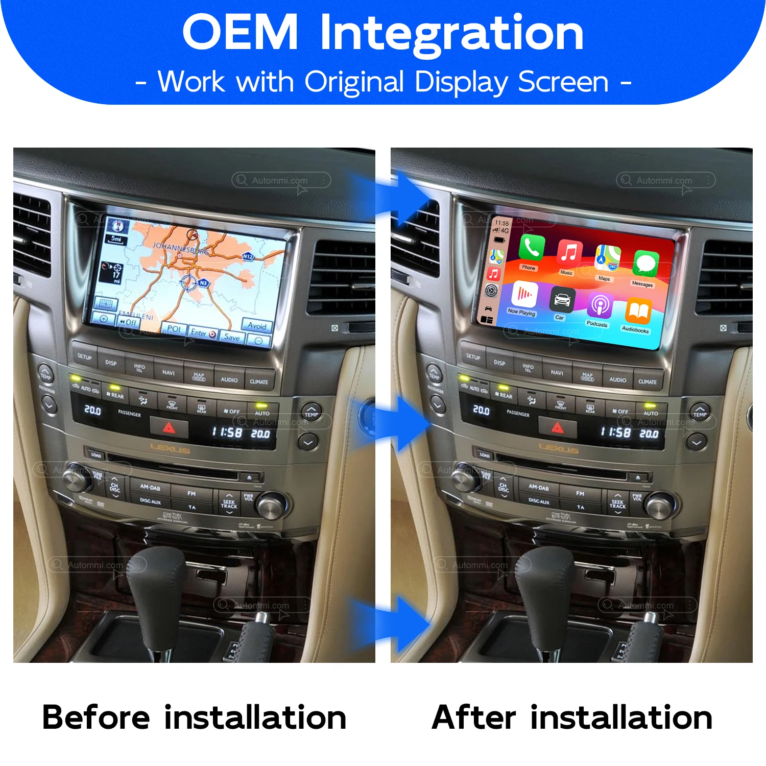 2013 - 2015 LX570 Custom Software Wireless CarPlay And Android Auto Decoder Module Interface Kits For Lexus LX570