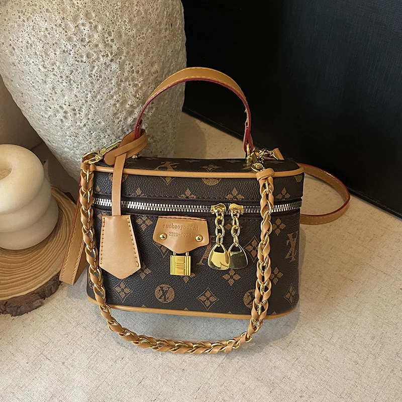 New Premium Box Bag for Women - Retro Fashion Printed, Textured Chain Handbag & Stylish Shoulder/Crossbody