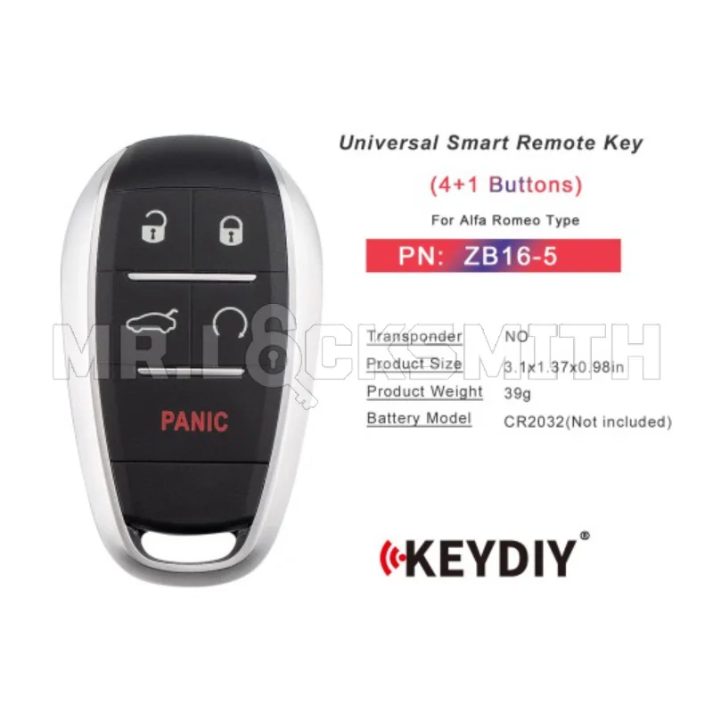 KEYDIY KD ZB16 ZB16-5 Universal Smart Remote Key 4+1 Buttons Compatible with Alfa Romeo Type