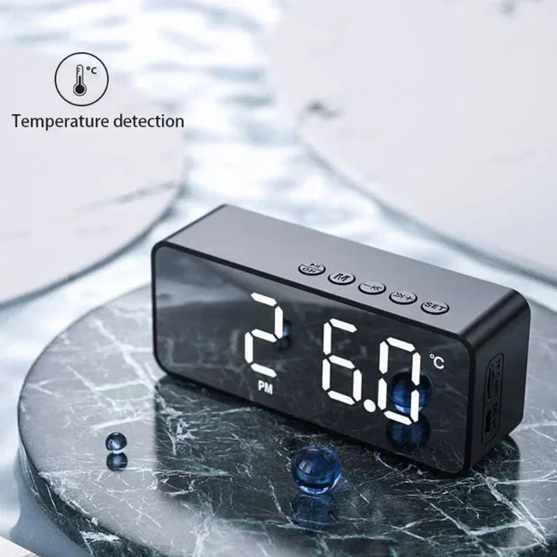 

G50 Wireless Bluetooth Speaker with FM Mini Card Mirror Alarm Clock Audio Stall Receiving K Voice Prompt